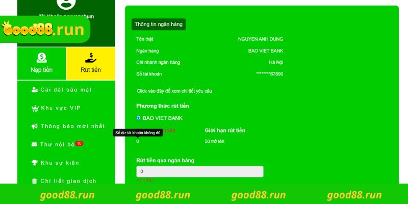 Hướng dẫn chi tiết quy trình rút tiền Good88 nhanh chóng và an toàn